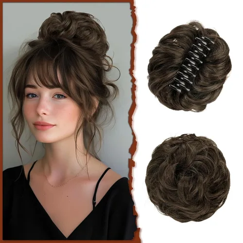Vista 25 de SOFEIYAN Pinza de Gancho Extension de Cabello con Forma de Moño Desordenado, Cabello Ondulado y Rizado, Pinza de Gancho, Chignon, Cola de Caballo
