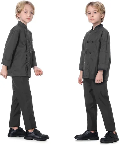 Vista 14 de TopTie Abrigo de chef para disfraz de Halloween para uniforme de cocinero para niños