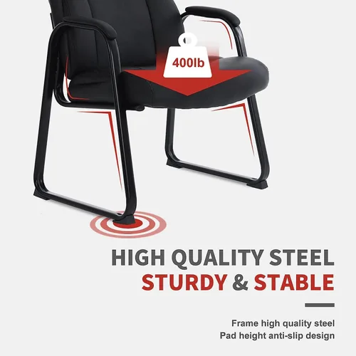 Vista 7 de CLATINA Big & Tall - Silla ejecutiva para sala de espera de 400 libras con reposabrazos acolchado de cuero regenerado, estilo moderno, con base