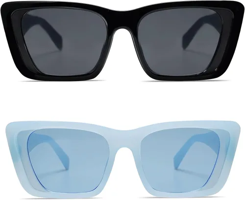 Vista 4 de Allarallvr Cat Eye Sunglasses for Women Men Retro Trendy Frame Square Shades AR82101