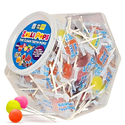 Vista 7 de Zolli Ball Popz Clean Teeth - Caramelos sin azúcar, sin colorantes, aptos para dieta keto y diabéticos, golosinas aprobadas por dentistas para niños