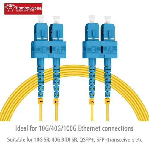 Vista 2 de OS2 SC a SC Single Mode Fiber Patch Cables 0.5m (1.6ft), Opciones 1.6 ft ~ 502.0 ft, Cable de fibra óptica monomodo 10G SMF LSZH Duplex 9/125μm OD