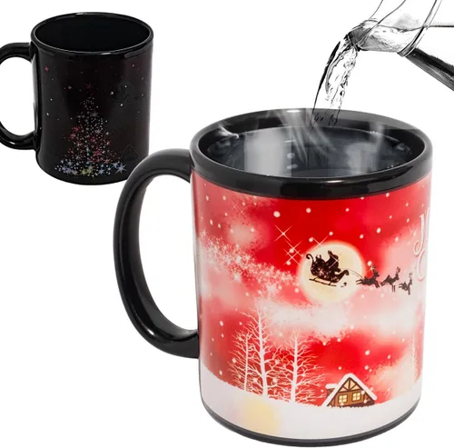 Vista 7 de Taza de cerámica con diseño de muñeco de nieve que cambia de color, taza de café mágica de 12 onzas, novedad para regalos divertidos de Navidad
