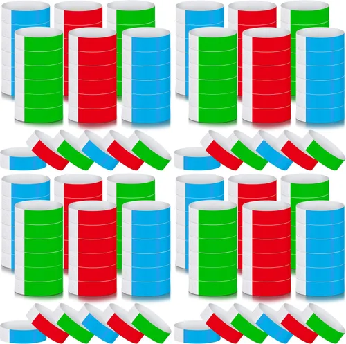 Vista 27 de Epakh 600 muñequeras de papel neón, colores surtidos Pulseras impermeables para fiestas de eventos, banda adhesiva para control de entrada