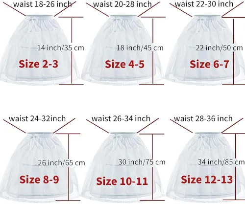 Vista 6 de Abaowedding Enagua de flores para niñas con 2 aros y falda de crinolina elástica para niños