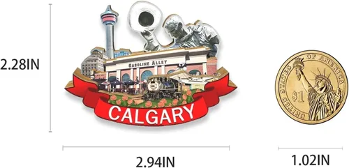 Vista 3 de Imán de Canadá Calgary para nevera, hitos de madera, 3D, viajes, coleccionables, recuerdos, decoración hecha a mano