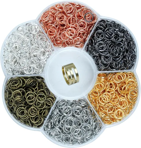 Vista 6 de YAKA 12000 piezas de 0.118 in, caja de 6 colores, anillo de salto abierto, llavero de joyería para accesorios de fabricación de joyas, 1 herramienta