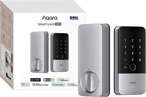Vista 9 de Aqara UWB Smart Lock U400, Matter Over Thread, llave de Apple Home, cerrojo de entrada sin llave de huellas dactilares, teclado de pantalla táctil