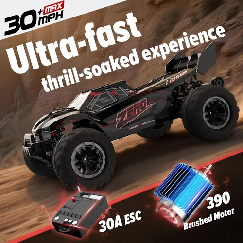 Vista 2 de Hosim Coche RC 1/10 para adultos y niños de 48+KMH, auto eléctrico de control remoto de alta velocidad, camión RC grande 4 x 4 todoterreno, todo