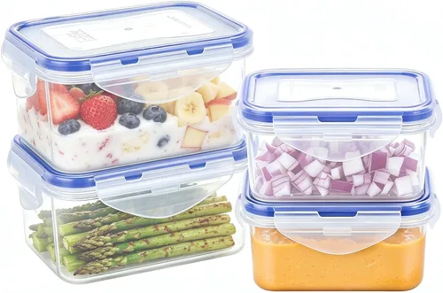 Vista 8 de KIGI Mini recipientes de plástico para almacenamiento de alimentos de 6 onzas con tapas herméticas y a prueba de fugas, ideales para almuerzo