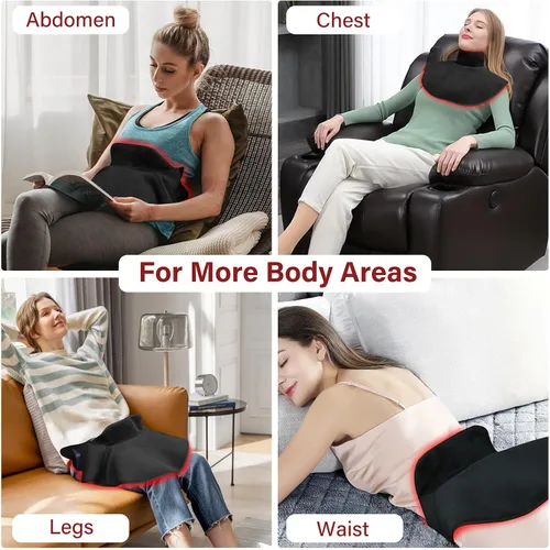 Vista 8 de Terapia de luz roja inalámbrica para hombro y cuello, envoltura de terapia de luz roja de 650 nm, envoltura térmica para relajación muscular