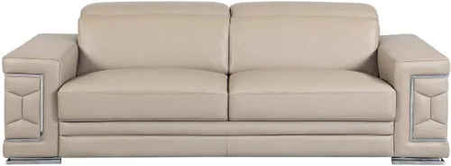 Vista 3 de Blackjack Furniture Usry - Sofá tapizado de piel italiana, color caqui