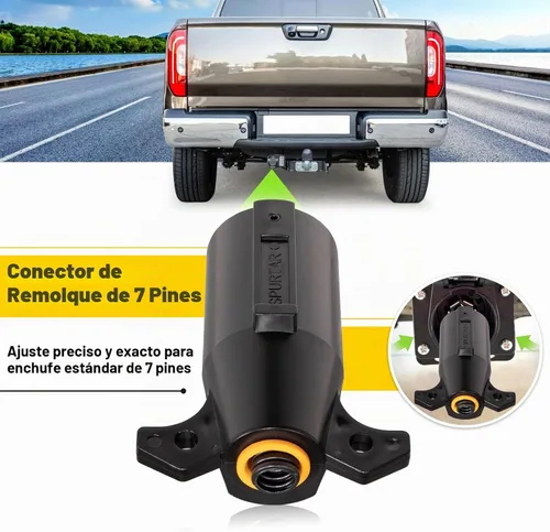Vista 6 de Spurtar Enchufe de remolque de 7 pines redondo de 7 vías, estilo RV, hoja plana, arnés de cableado de luz de remolque, conector de repuesto