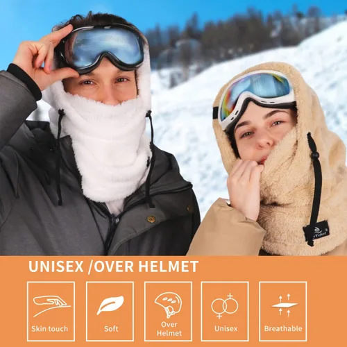 Vista 4 de Shy - Gorro de invierno resistente al viento, pasamontañas de terciopelo, máscara de esquí para hombres y mujeres