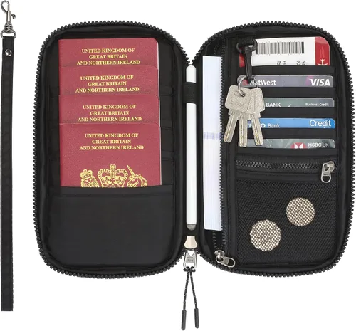 Vista 3 de Wanderlust - Organizador de cartera de viaje familiar con RFID italiano, soporte para pasaporte, organizador de documentos para hombres y mujeres, 9