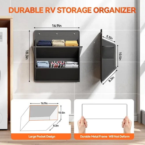 Vista 2 de Paquete de 2 Organizadores de Zapatos para RV con Cinta Adhesiva, Zapatero Colgante para Puerta, Organizador de Zapatos para Colgar en la Pared