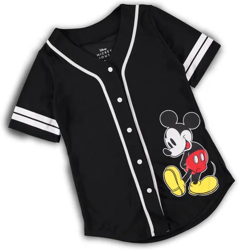 Vista 18 de Disney Camiseta de béisbol de Mickey Mouse con botones para mujer, diseño de Mickey y Minnie Mouse
