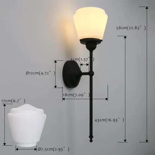 Vista 4 de Pathson Modern Wall Sconce Light with Milk White Glass, Hardwired Bathroom Wall Vanity Lamp, Mid-Century Rustic Decor for Living Room Bedroom