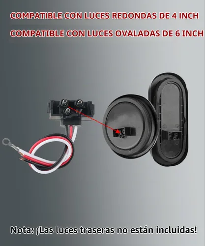 Vista 3 de Enchufe de luz de remolque de camión de 3 cables, arnés de coleta moldeado de 3 clavijas para luces de parada, giro y cola, luz redonda ovalada
