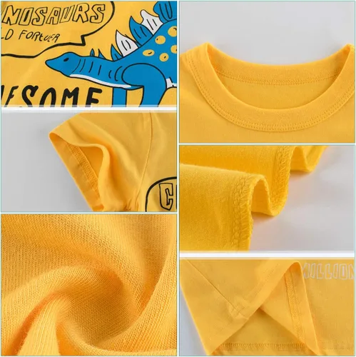Vista 5 de TABNIX Paquete de 4 camisetas de algodón de manga corta con cuello redondo para niños de 2 a 7 años