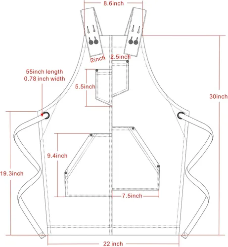 Vista 4 de Jeanerlor - Delantal de mezclilla con 4 bolsillos para mujeres y hombres - Estilo lavado correas cruzadas en la espalda y ajustable S a XXXL, Azul
