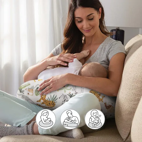 Vista 3 de Boppy - Funda de almohada de lactancia, vida silvestre colorida, mezcla de algodón, se adapta al soporte original para lactancia, alimentación