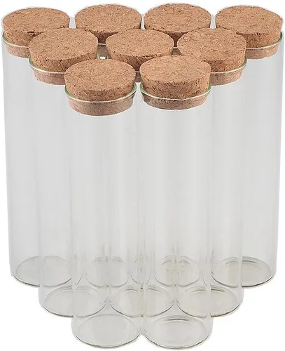 Vista 8 de Tubo de vidrio de 0.7 fl oz con corcho de madera, vial de vidrio transparente de 20 cc, frasco, botellas de tubo de corcho, 12