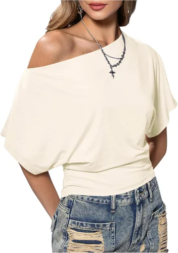 Vista 19 de SweatyRocks Women's Off The Shoulder Tops Asymmetrical Summer Going Out Top Negro