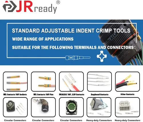 Vista 8 de JRready ST2165 M22520/1-01 Kit de herramientas de crimpado NEW-ASF1G Herramienta de crimpado con ajuste de tornillo universal UF2-5 y PH102