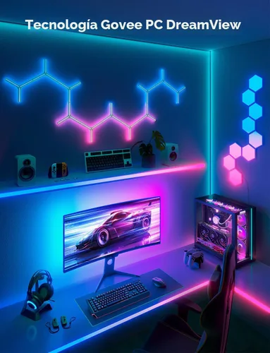 Vista 4 de Govee Luz de juego para monitor G1, retroiluminación LED RGBIC para PC de 27 a 34 pulgadas, luces LED inteligentes para monitores con combinación