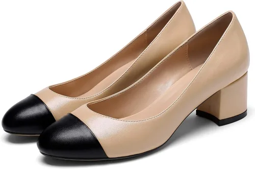 Vista 3 de Eldof Zapatos de vestir clásicos de 2 pulgadas con punta redonda para mujer con tacón bajo grueso para bodas fiestas oficina oficina zapatos