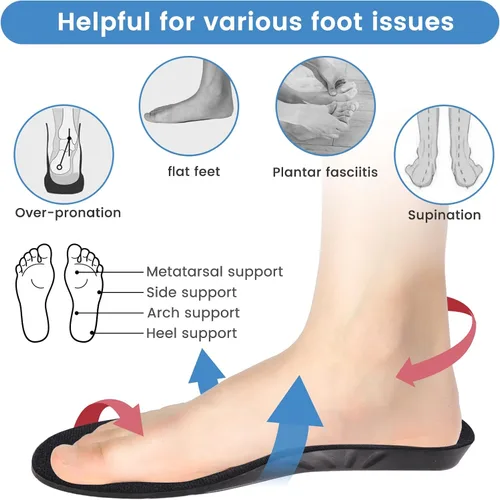 Vista 5 de Plantillas para zapatos, plantillas de espuma viscoelástica, plantillas ortopédicas para fascitis plantar, que proporcionan una excelente absorción