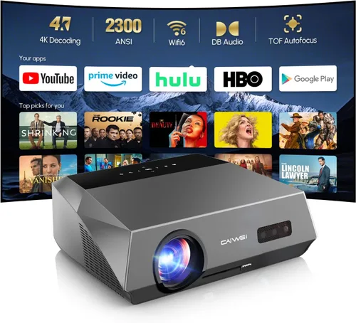Vista 10 de Proyector de Alta Luminosidad 1800 ANSI Lumens, HDR10+, Soporte 4K, WiFi6 y Bluetooth, Smart Android TV con Aplicaciones, HDMI/USB