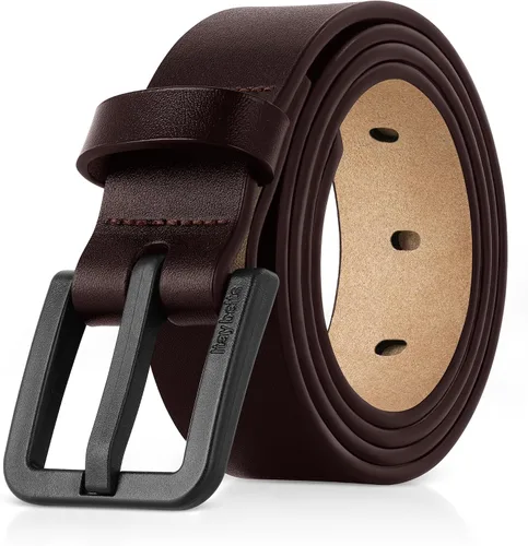 Vista 7 de Cinturón TSA de cuero de grano completo, hipoalergénico, ajustable, sin níquel para hombres Negro