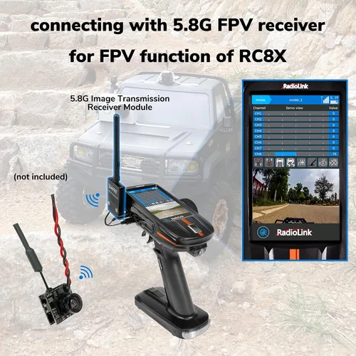 Vista 3 de Radiolink 5.8G 48CH Receptor inalámbrico de transmisión de imagen para pantalla de transmisor RC8X, compatible con teléfono y tableta Android