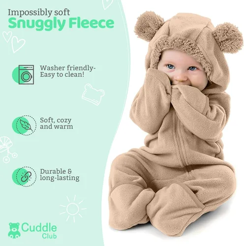 Vista 20 de Enterizo de vellón para bebé, rómper de una sola pieza con capucha para niños, ropa para exteriores, chaqueta infantil