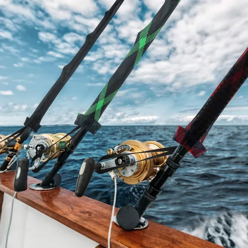 Vista 7 de Funda para caña de pescar – Paquete de 4 calcetines de manga de caña con cordón para mosca, spinning, casting, pesca en el mar