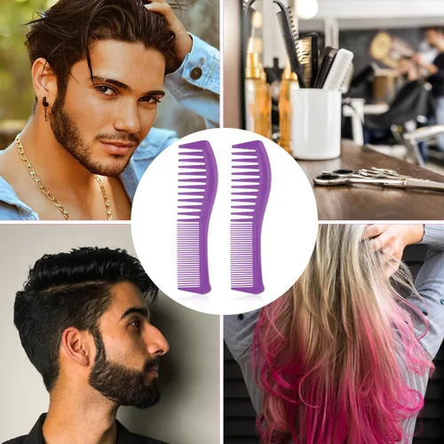Vista 7 de 2 peines para el cabello, peine de plástico para peinado, dientes grandes y dientes finos, peine de peluquería para hombres y mujeres, peinado