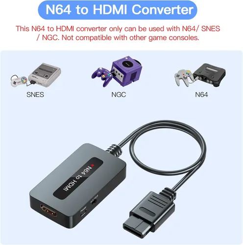 Vista 3 de Convertidor N64 a HDMI, compatible con 4 316 interruptor de relación 9, cable HDMI para N64, cable conversor Nintendo 64 a HDMI compatible