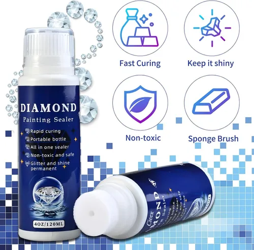 Vista 3 de Faburo 120ml Sellador de Pintura de Diamantes Protector Iluminador, Pegamento para Accesorios de Arte de Diamantes, Suministros de Sellador