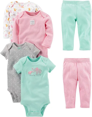 Vista 3 de Simple Joys by Carters Conjunto de 6 piezas para bebé niña manga corta y larga y pantalones