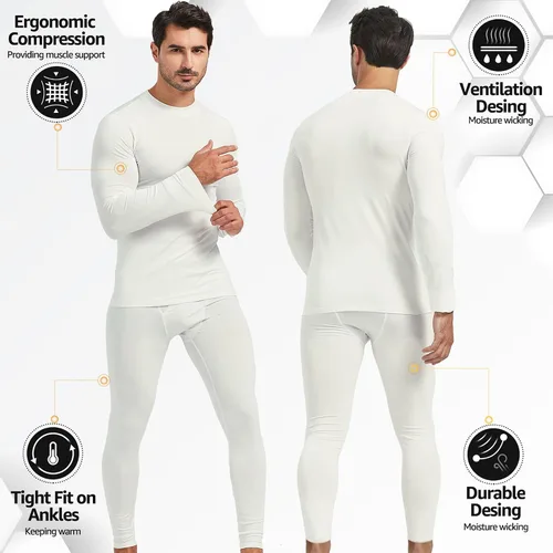Vista 2 de UNIQUEBLLA - Conjunto de ropa interior térmica para hombre, capa base térmica, parte inferior para clima frío