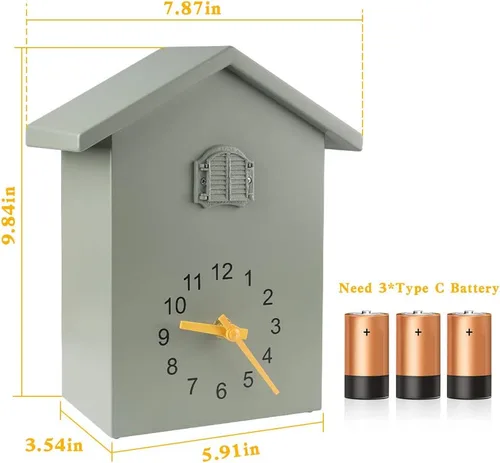Vista 7 de KEYPOWER - Reloj de cuco, reloj de pared de cuco, sonidos de pájaros de cuco o llamada, péndulo de reloj con diseño, casa de pájaros, arte de pared