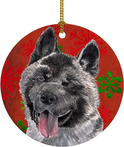 Vista 36 de Caroline's Treasures Affenpinscher - Adorno de cerámica para colgar en el árbol de Navidad con copos de nieve rojos y verdes, para el hogar
