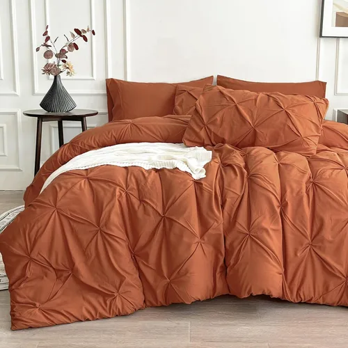 Vista 14 de Maple&Stone Juego de edredón tamaño Queen color beige, 7 piezas en una bolsa, juegos de ropa de cama con edredón, sábanas, fundas de almohada