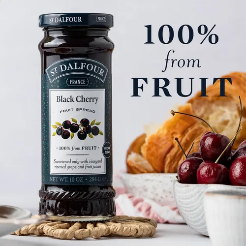 Vista 4 de St. Dalfour Mermelada de Fruta de Cereza Negra - 10 oz - 100% de Fruta, Sin Ingredientes Artificiales, Sin OMG, Sin Azúcares de Caña, Completamente