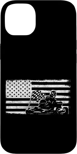 Vista 15 de iPhone 16 Go Kart Racing American Flag Vintage Case