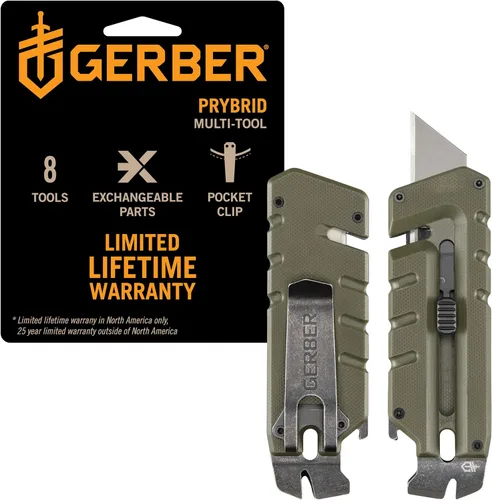 Vista 13 de Gerber Gear Prybrid Utility Cúter con barra de palanca, cuchillo multiherramienta de bolsillo con hoja retráctil, cuchillo para uso diario, gris
