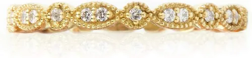Vista 2 de Elegante joyero Anillo de eternidad de diamantes para mujer en oro macizo de 9k, 14k y 18k, anillo de diamantes milgrain marquesa, banda