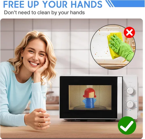 Vista 6 de Spardar Angry Mama - Limpiador de vapor para microondas Angry Mama, paquete de 2 limpiadores de microondas para cocinas, la forma divertida y fácil
